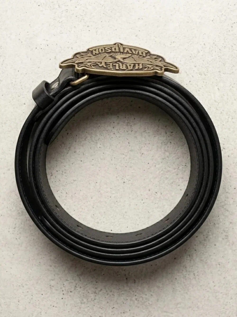 Harley-Davidson Genuine Leather Biker Belt Antique Gold Eagle Logo Buckle" - Picture 4 of 4